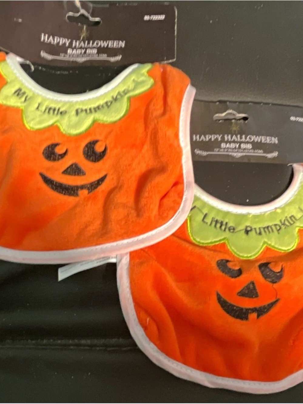 2-Pack Halloween Baby Bibs My Little Pumpkin Orange Jack-o-lantern Face